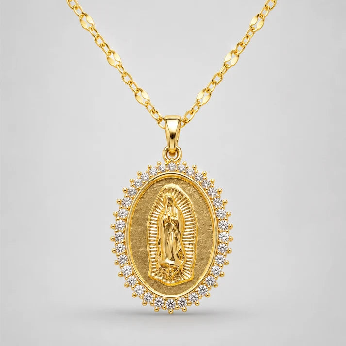 Collar de La Virgen de Guadalupe Chapado en Oro