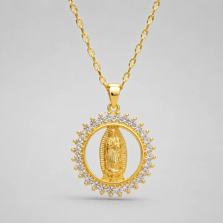 Collar de La Virgen de Guadalupe Chapado en Oro
