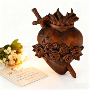 Sagrados Corazones en Madera Natural