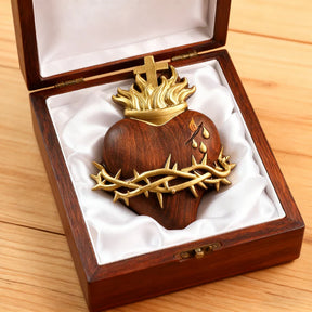 Sagrados Corazones en Madera Natural