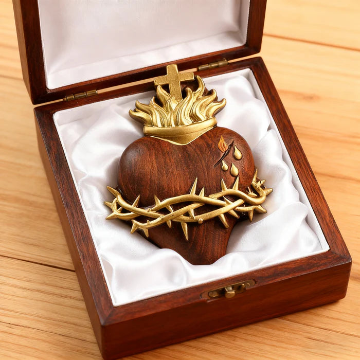 Sagrados Corazones en Madera Natural