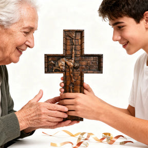 Cruz del Salvador Jesús - Tallada en madera natural