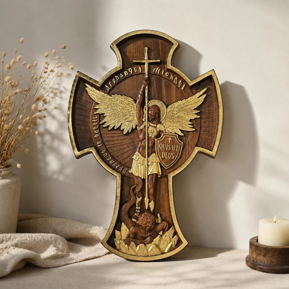 Arcángel Miguel Tallado en Madera