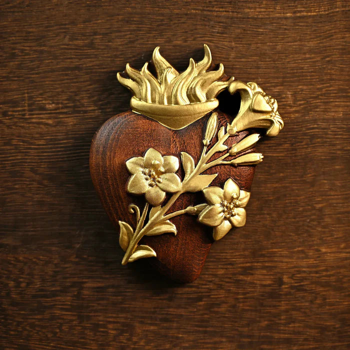 Sagrados Corazones en Madera Natural