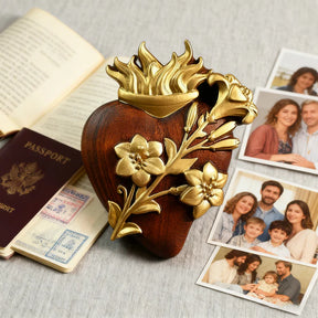 Sagrados Corazones en Madera Natural