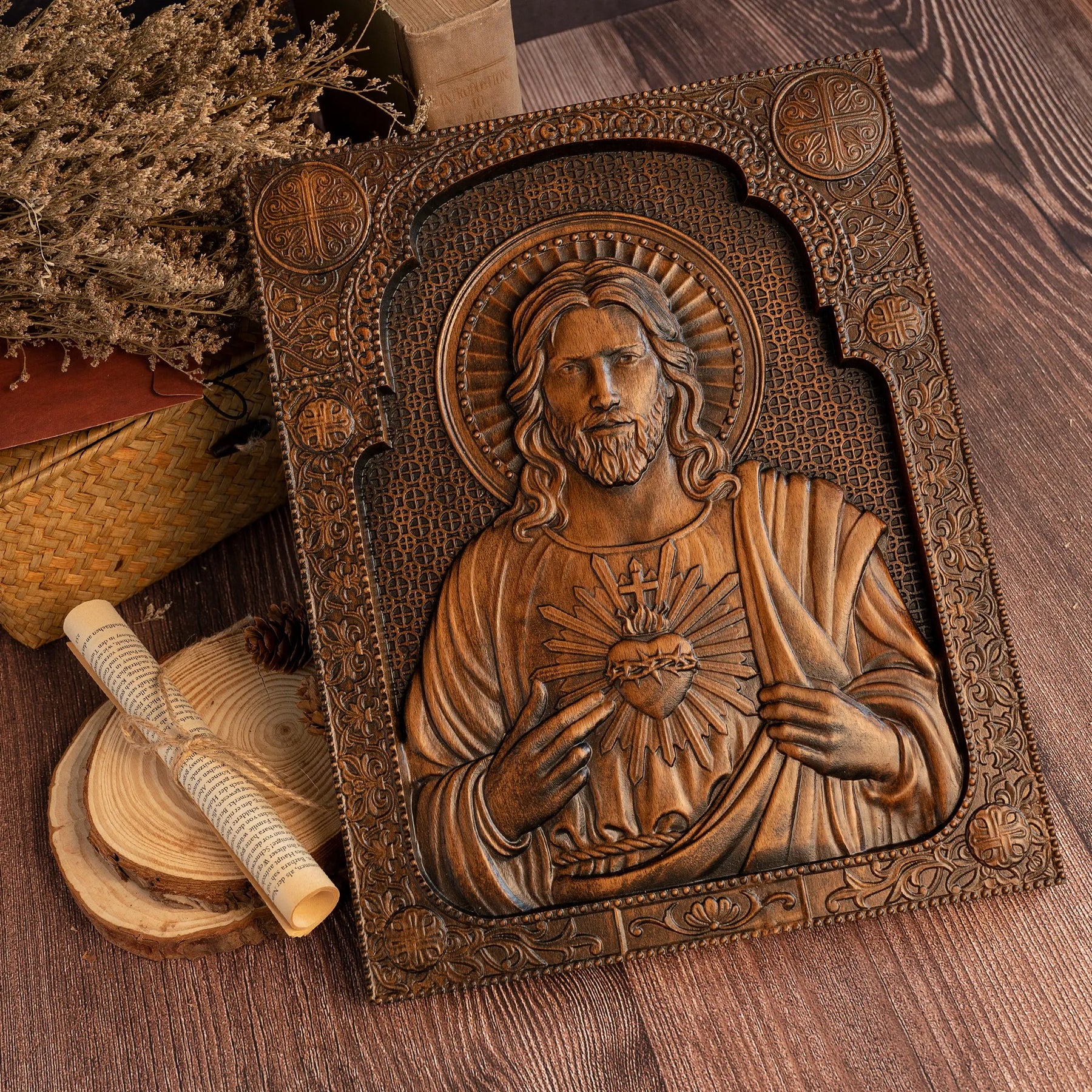 Sculture Religiose in Legno Sacro Cuore