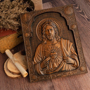 Sculture Religiose in Legno Sacro Cuore