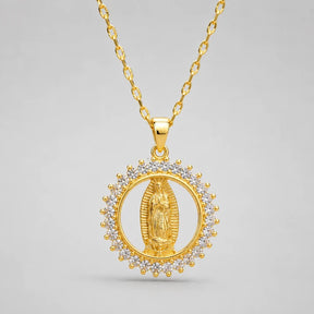 Collar de La Virgen de Guadalupe Chapado en Oro