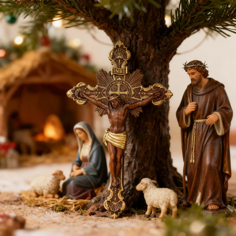 Cruz de Exorcismo de San Benito Tallada en Madera