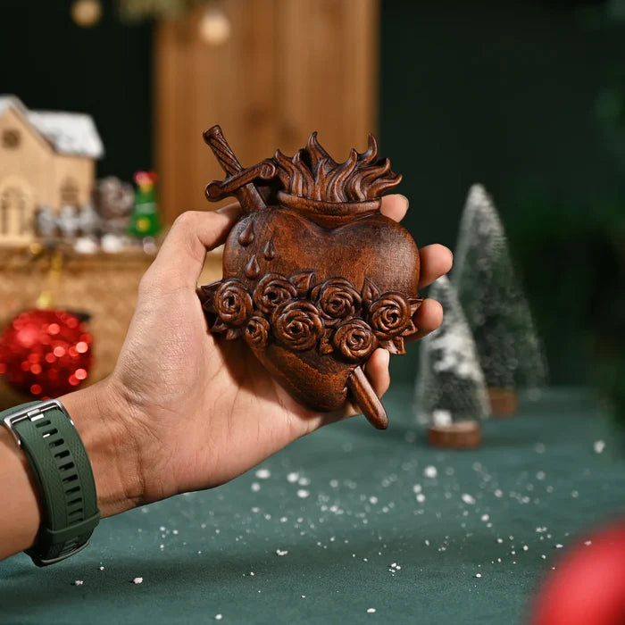 Sagrados Corazones en Madera Natural