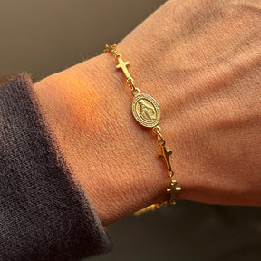 Pulsera Católica de Cruces Doradas