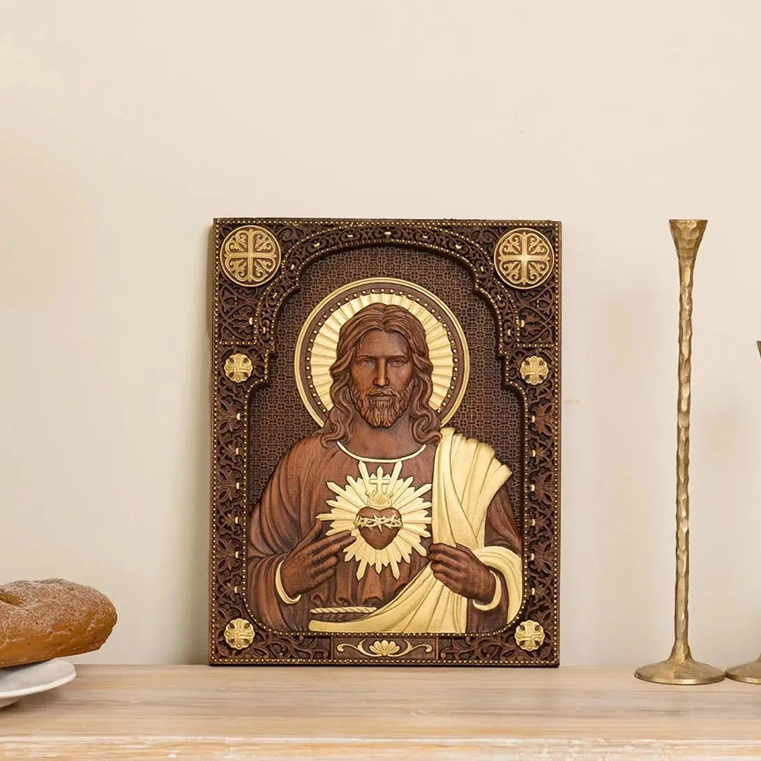 Sculture Religiose in Legno Sacro Cuore