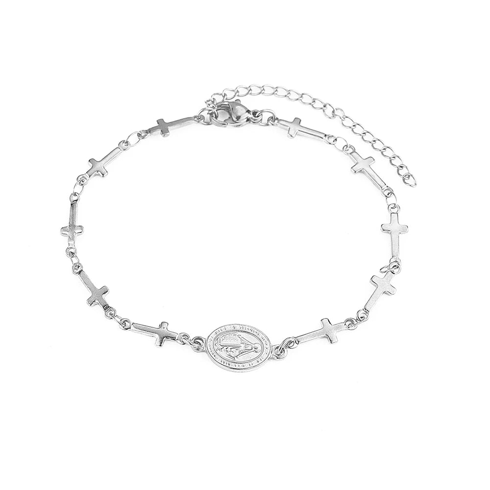 Pulsera Católica de Cruces Doradas