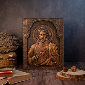 Sculture Religiose in Legno Sacro Cuore