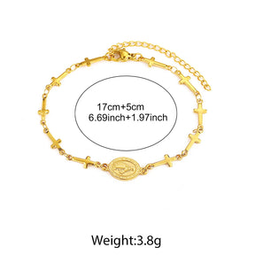 Pulsera Católica de Cruces Doradas