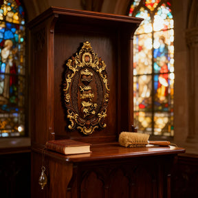 Tres Sagrados Corazones de la Sagrada Familia en madera