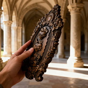 Tres Sagrados Corazones de la Sagrada Familia en madera